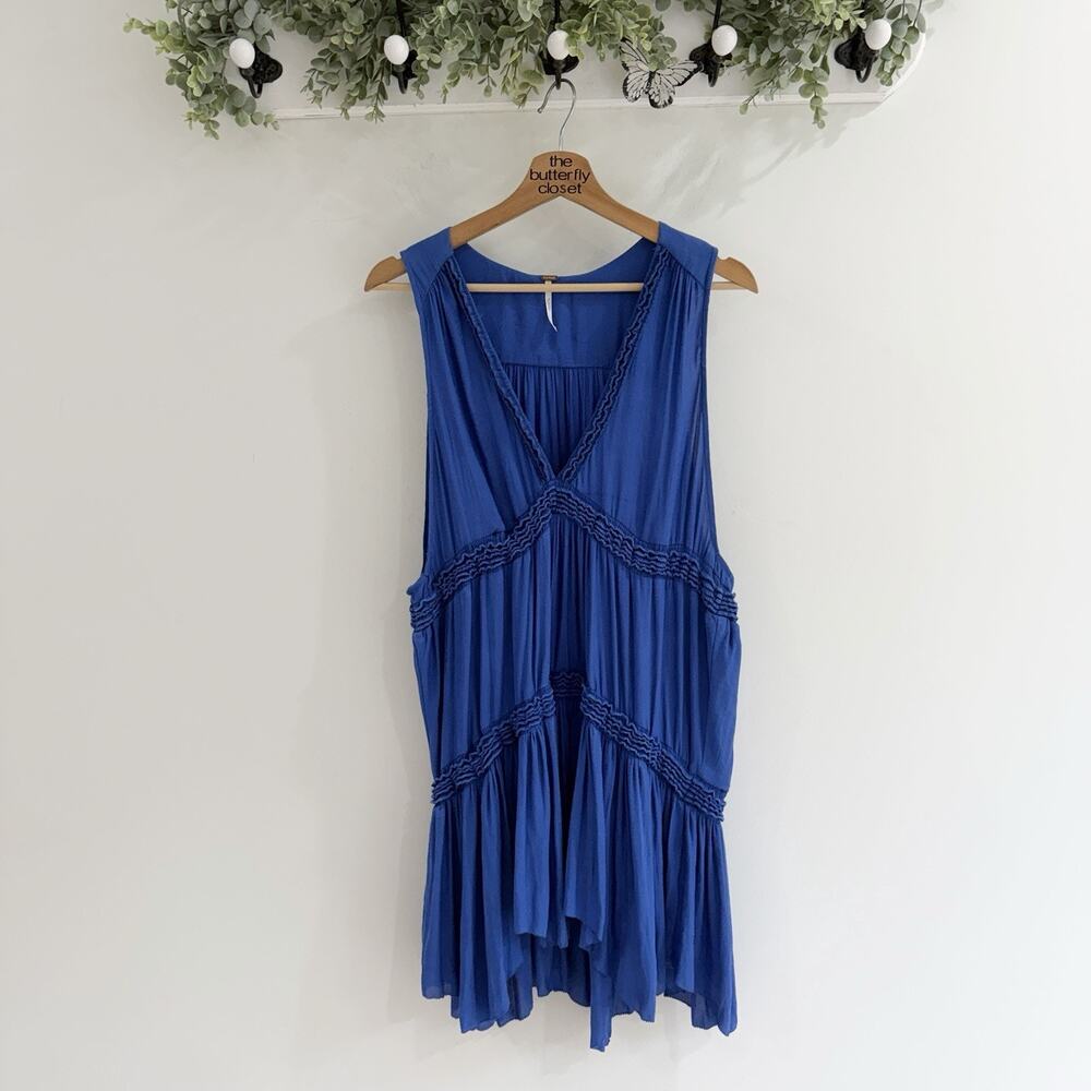 Free People Haze Tiered Tunic Royal Blue Large CC